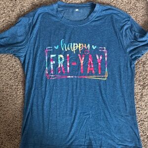 Blue 'Happy Fri-Yay' Graphic T-Shirt